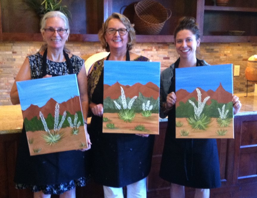Having fun at the Hyatt's Activity Center in Sedona at a Monday afternoon class with Paint Along For Fun