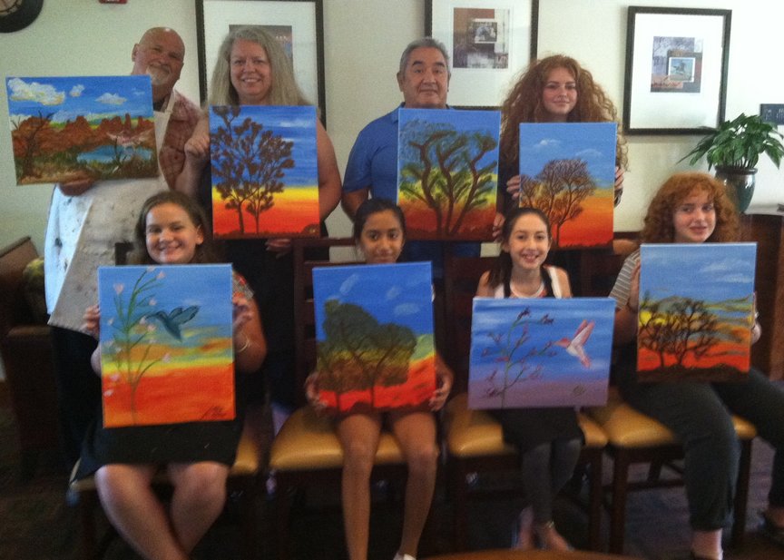 Another successful painting class at the Hyatt Pinon Pointe in Sedona with Paint Along For Fun