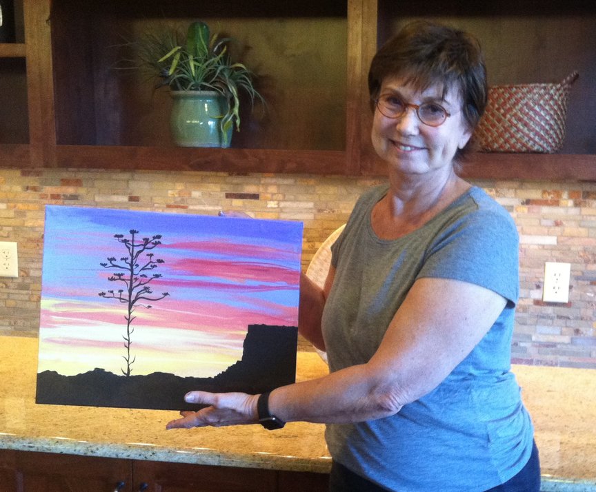 Creating a brilliant sunset with Paint Along For Fun in Sedona