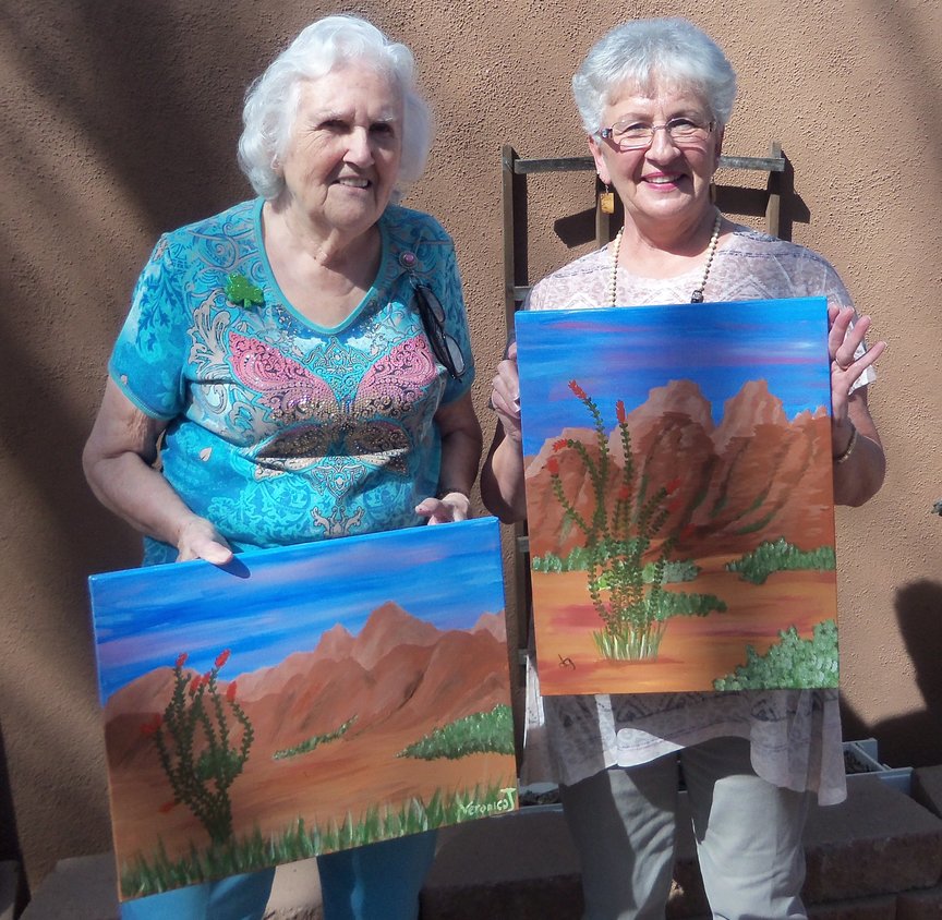 Painting at Vino Di Sedona monthly social painting class