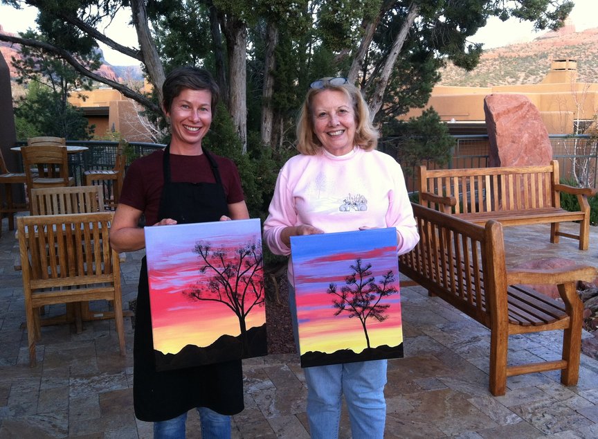 Afternoon of creative fun with paint Along for Fun at the Hyatt Pinon Pointe in Sedona