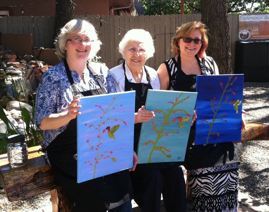 Relaxing and creating with Paint Along For Fun at Vino Di Sedona