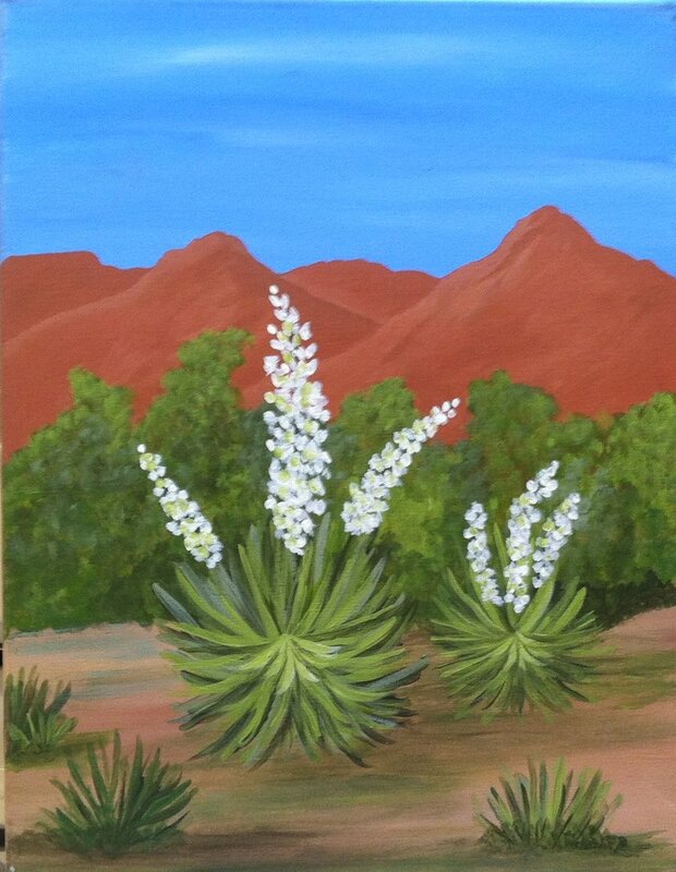 Yucca in Bloom at paint along in Sedona