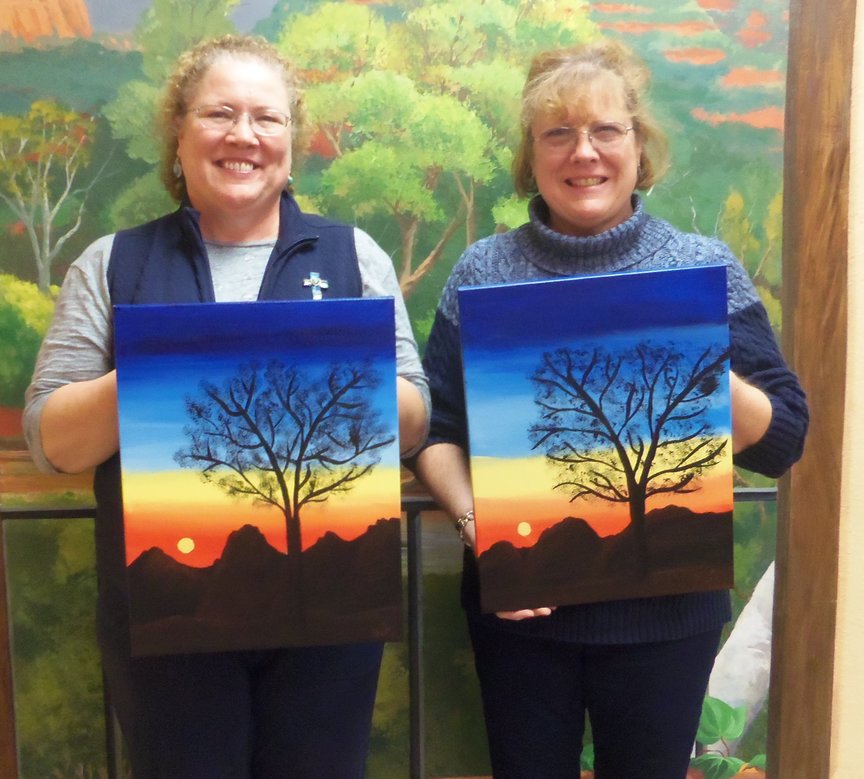 Sisters on vacation in Sedona enjoy painting