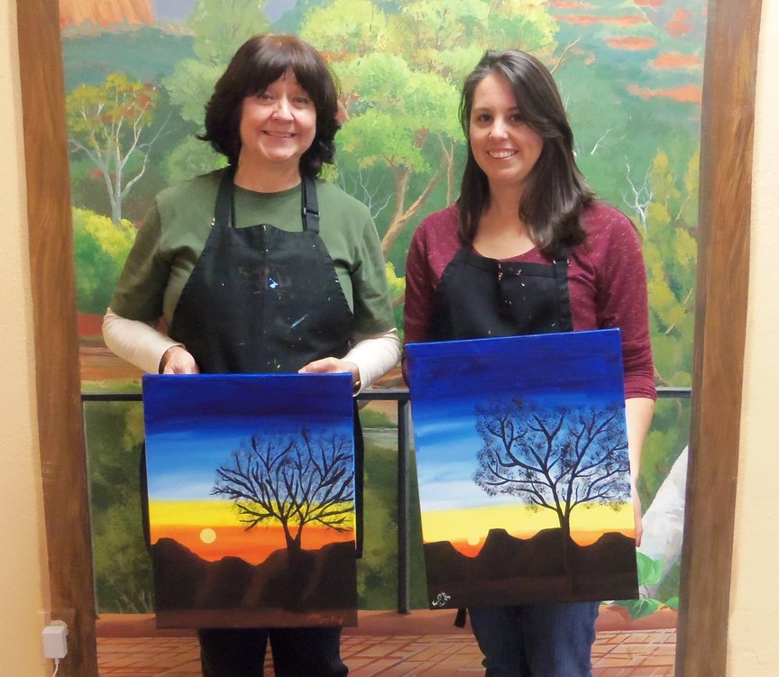Mother and Daughter Painting for Fun in Sedona