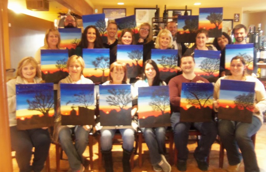 Corporate Group's Team Building Paint Along Activity in Sedona