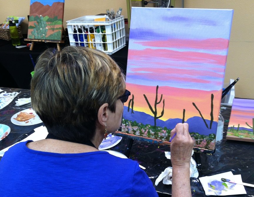 Painting a Colorful Sky at Paint Along For Fun in Sedona