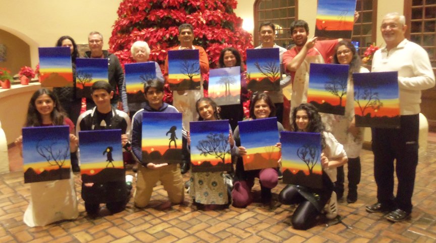 Families Painting Together at Paint Along For Fun in Sedona