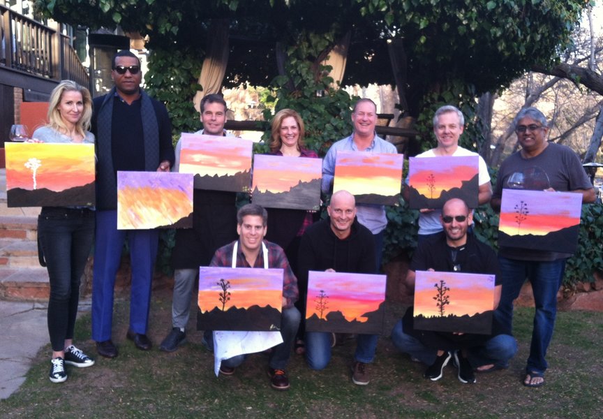 Paint Along For Fun at a corporate event in Sedona at L'Auberge Resort