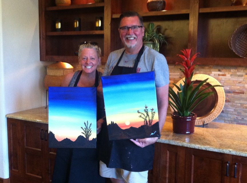 Afternoon social painting class at the Hyatt Pinon Pointe with Paint Along For Fun