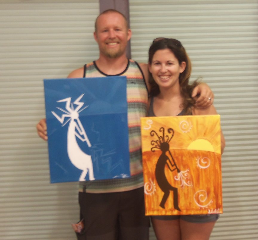 Celebrating a first wedding anniversary by painting at Paint Aloong For Fun in Sedona