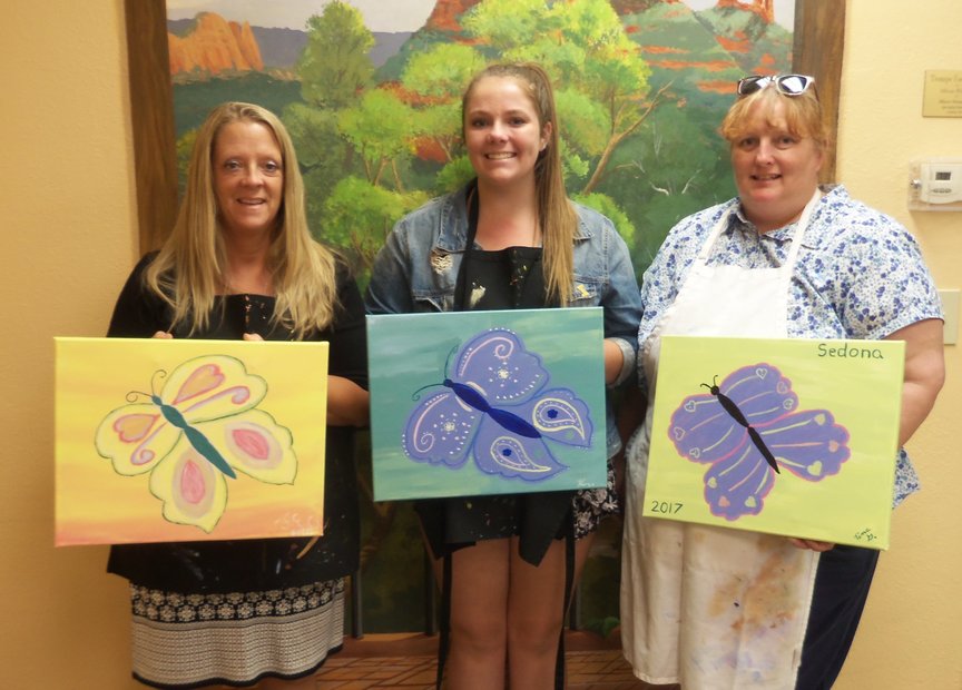 Painting Butterflies while on vacation in Sedona with Paint Along For Fun