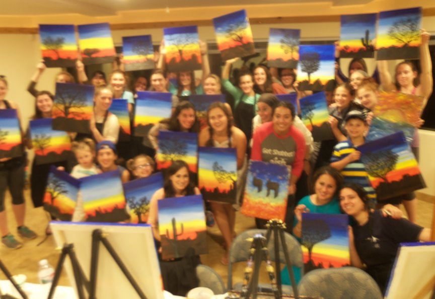 Corporate retreat paint night with Paint Along For Fun 
