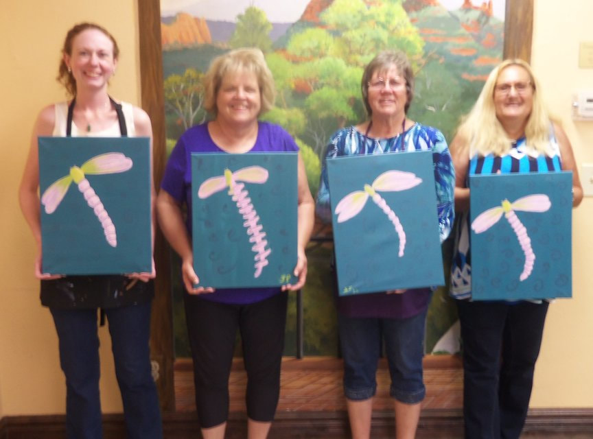 Painting Dragonflies with Paint Along For Fun in Sedona