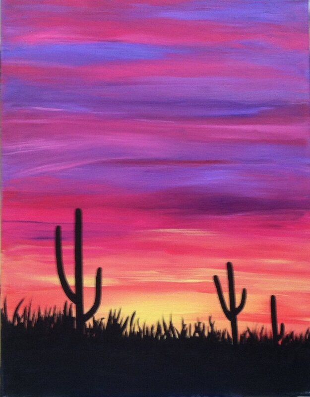 Sunset over the desert at paint along in Sedona