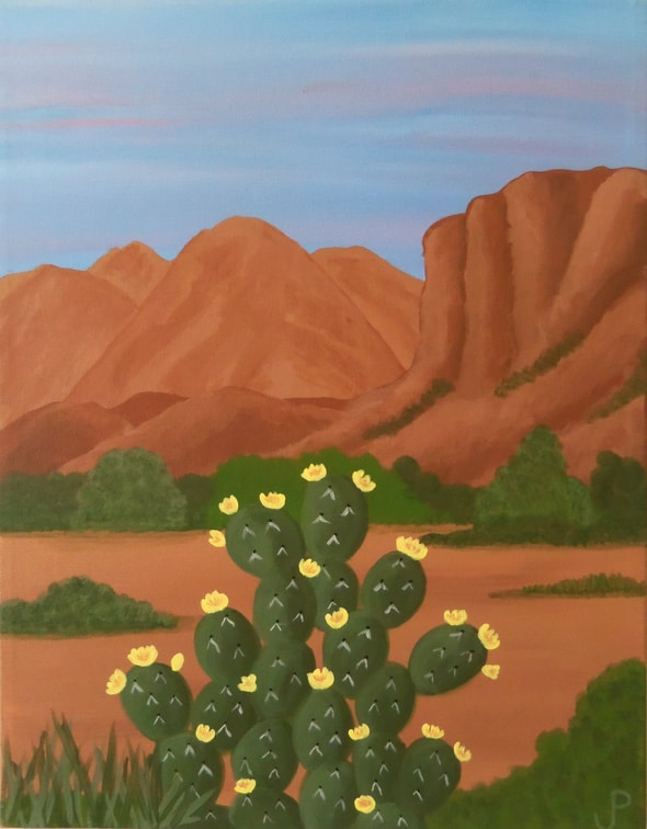 Red Rocks and Prickly Pear at paint along in Sedona