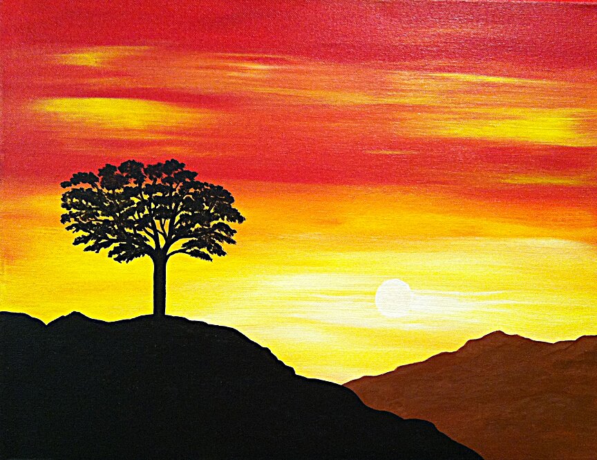 Red Sky at Night at paint along in Sedona